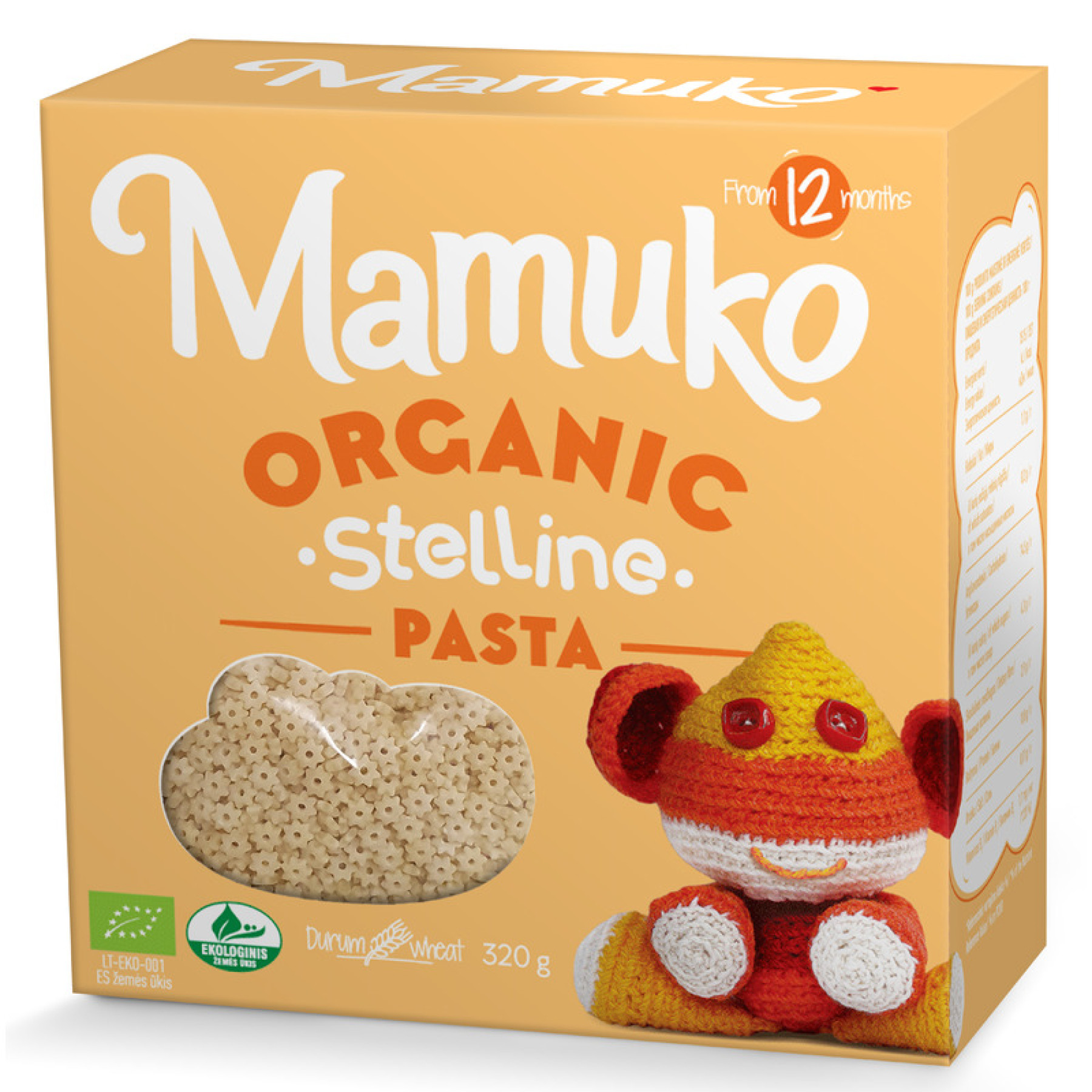 Paste in forma de stelute din grau dur pentru copii bio 12+ luni 320g Mamuko