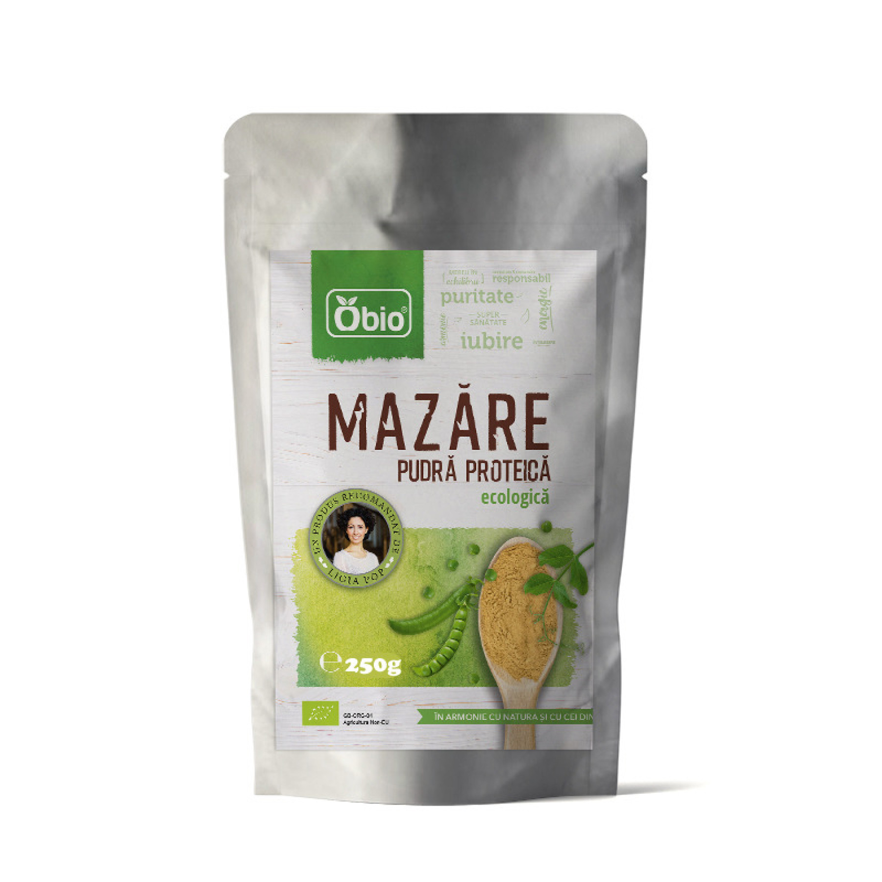 Pudra proteica din mazare galbena bio 250g Obio