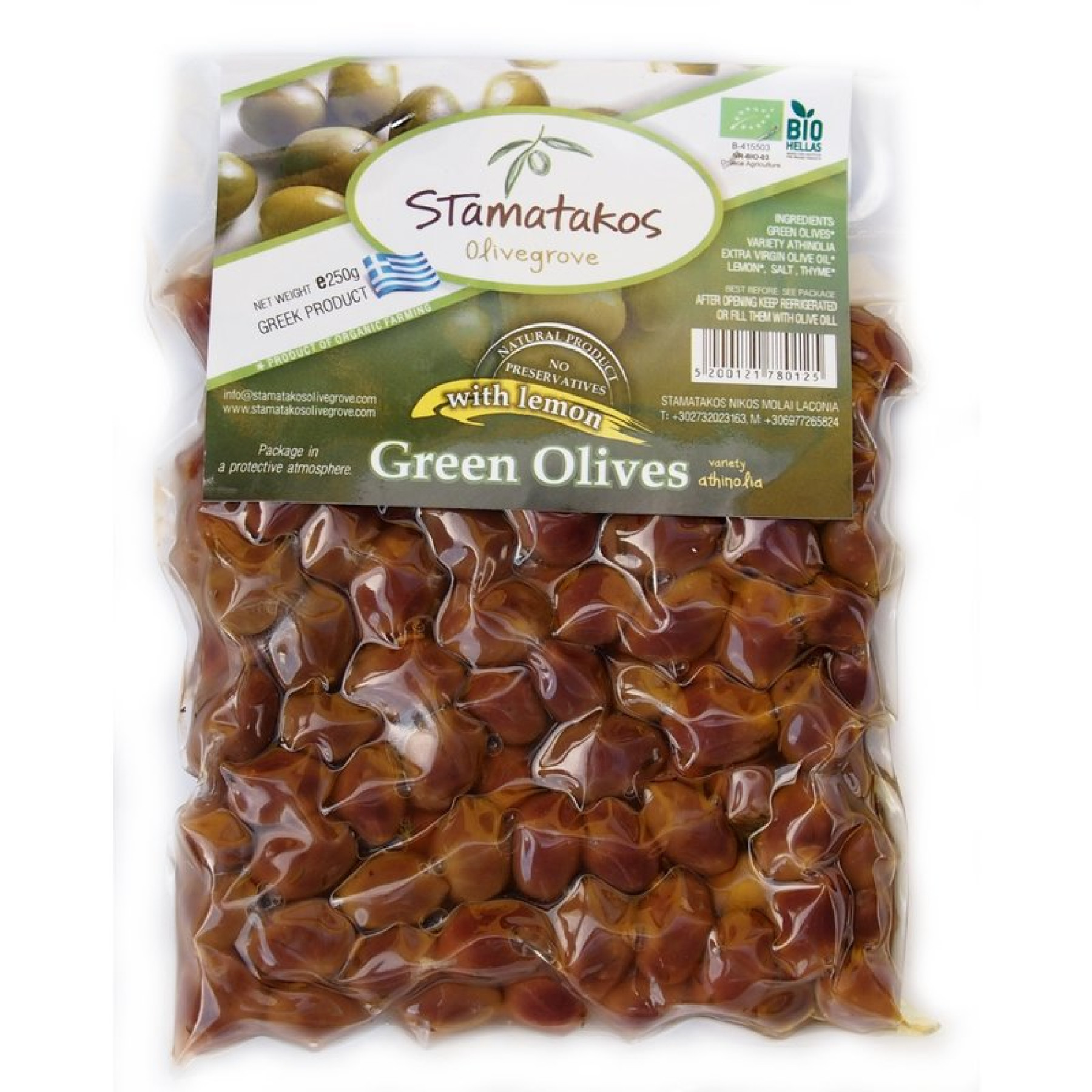 Masline verzi vidate bio 250g Stamatakos Olivegrove