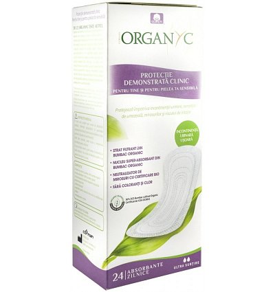 Absorbante ultra subtiri pentru incontinenta, din bumbac organic, 24 buc
