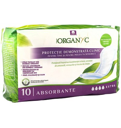 Absorbante extra pentru incontinenta, din bumbac organic, 10 buc