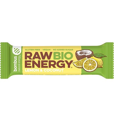 Baton energizant bio, Raw Energy, cu lamaie si nuca de cocos 50g