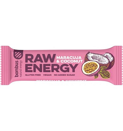BATON PROTEIC RAW ENERGY CU MARACUJA SI NUCA DE COCOS, 50G