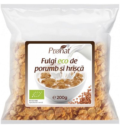 Fulgi bio de porumb si hrisca, 200g