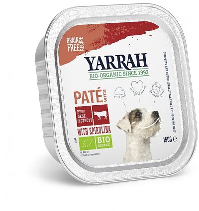 Hrana umeda bio pentru caini, pate cu vita si spirulina, 150g