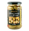 Masline verzi bio umplute cu ardei rosu, in saramura, 320g