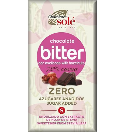 Ciocolata neagra cu alune de padure cu stevie, minim 72% cacao, 100g chocolates