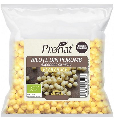 Bilute bio din porumb expandat cu miere, 125g