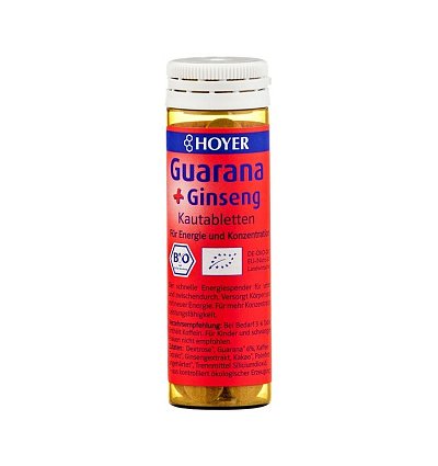 Guarana si ginseng tablete bio masticabile, 60 tb. hoyer