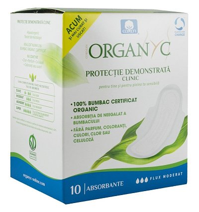 Absorbante intime din bumbac organic pentru zi 10 buc
