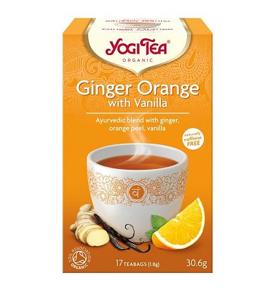 Ceai Bio GHIMBIR CU PORTOCALE SI VANILIE, 17 pliculete 30.6g Yogi