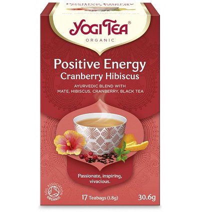 Ceai Bio ENERGIE POZITIVA Merisor si Hibiscus, 17 pliculete 30.6 g Yogi