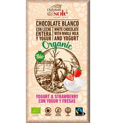 Ciocolata alba BIO cu iaurt si capsuni, 100 g Chocolates