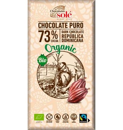 Ciocolata neagra bio 73% cacao 100g chocolates