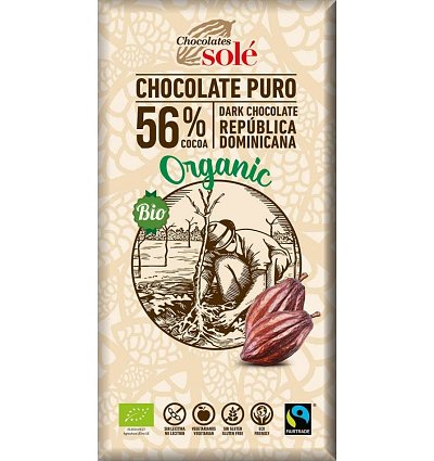 Ciocolata neagra bio 56% cacao, 100g chocolates