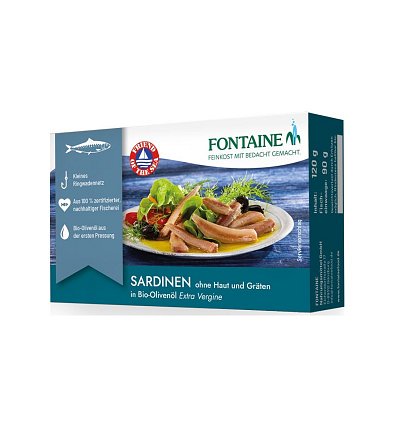 File de sardine fara oase in ulei bio de masline, 120g