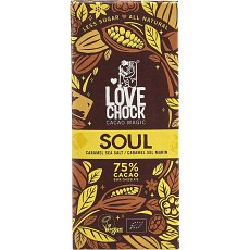 Ciocolata vegana bio cu 75% cacao si caramel sarat - 70 g
