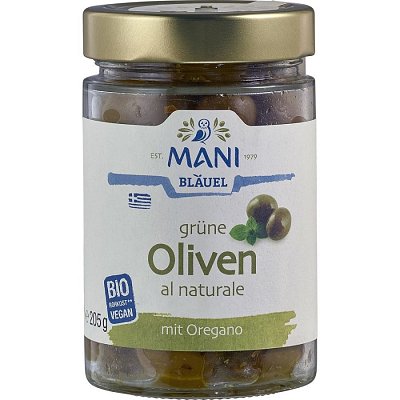 Masline verzi uleiate cu oregano - 205 g