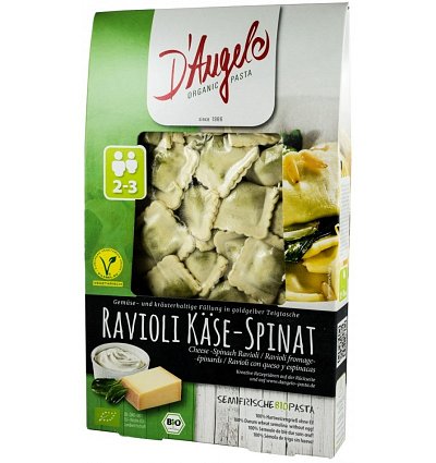 RAVIOLI BIO CU BRANZA SI SPANAC, 250G D\\\'ANGELO PASTA