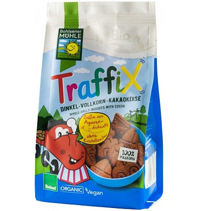 Traffix biscuiti bio din grau spelta si cacao indulciti cu agave 125g bohlsener muhle