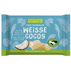 Ciocolata bio alba Cristallino cu bucatele de cocos HIH - 100 g