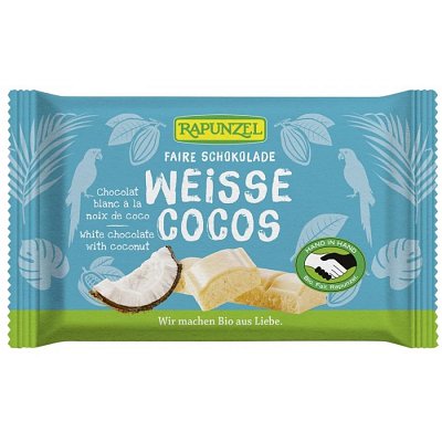 Ciocolata alba cu bucatele de cocos, eco - 100 g