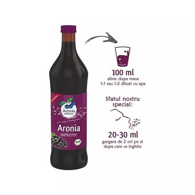 Suc bio pur de aronia, 100% suc, 700ml aronia