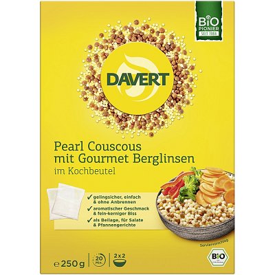 Cous cous perlat cu linte gourmet in punga de gatit 2x2 portii, eco - 250 g