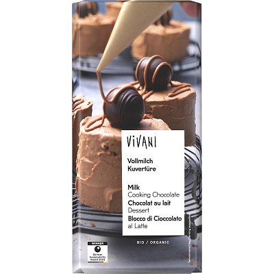 Ciocolata cuvertura cu lapte integral, eco - 150 g