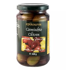 Masline mixte cu samburi in saramura, BIO, 320 g
