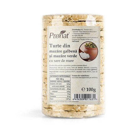 Turte din mazare galbena si mazare verde cu sare de mare, 100g