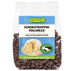Picaturi de ciocolata bio din lapte integral - 100 g