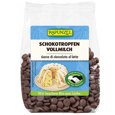Picaturi de ciocolata bio din lapte integral - 100 g