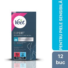 Benzi de ceara rece Veet Ulei de Migdale, piele sensibila, 12 benzi