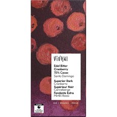 Ciocolata amaruie cu 70% cacao si merisoare, eco - 80 g