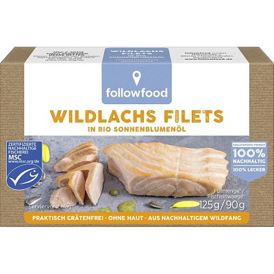 File se somon salbatic in ulei de floarea-soarelui bio - 125 g