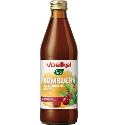 Bautura bio Kombucha cu visine si menta, 330ml