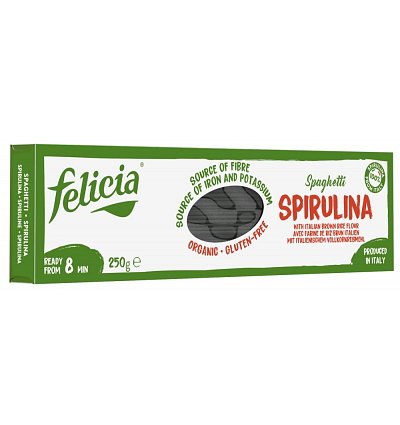 Spaghetti bio din faina de orez integral si spirulina, 250g