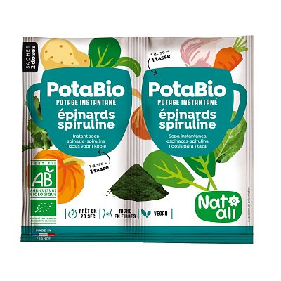 Supa instant cu spanac, spirulina si legume bio 2 buc x 8.5g 17g Nat-ali