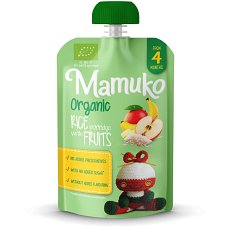 Porridge de orez cu fructe bio 4+ luni 100g Mamuko