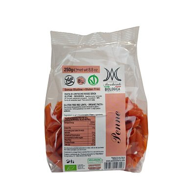 Penne din linte rosie bio 250g Marchesato