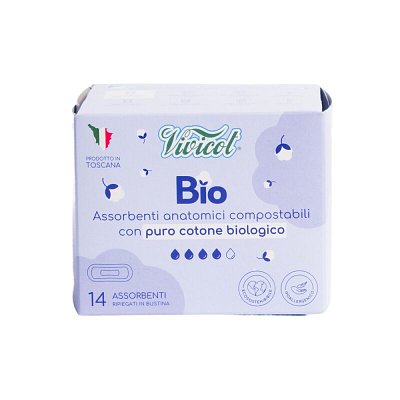 Absorbante de zi fara aripioare din bumbac compostabil 4 picaturi 14buc Vivicot