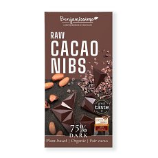 Ciocolata neagra 75% cu cacao nibs, bio, 60g, Benjamissimo