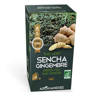 Ceai verde sencha cu ghimbir bio 18dz x 2g 36g Aromandise